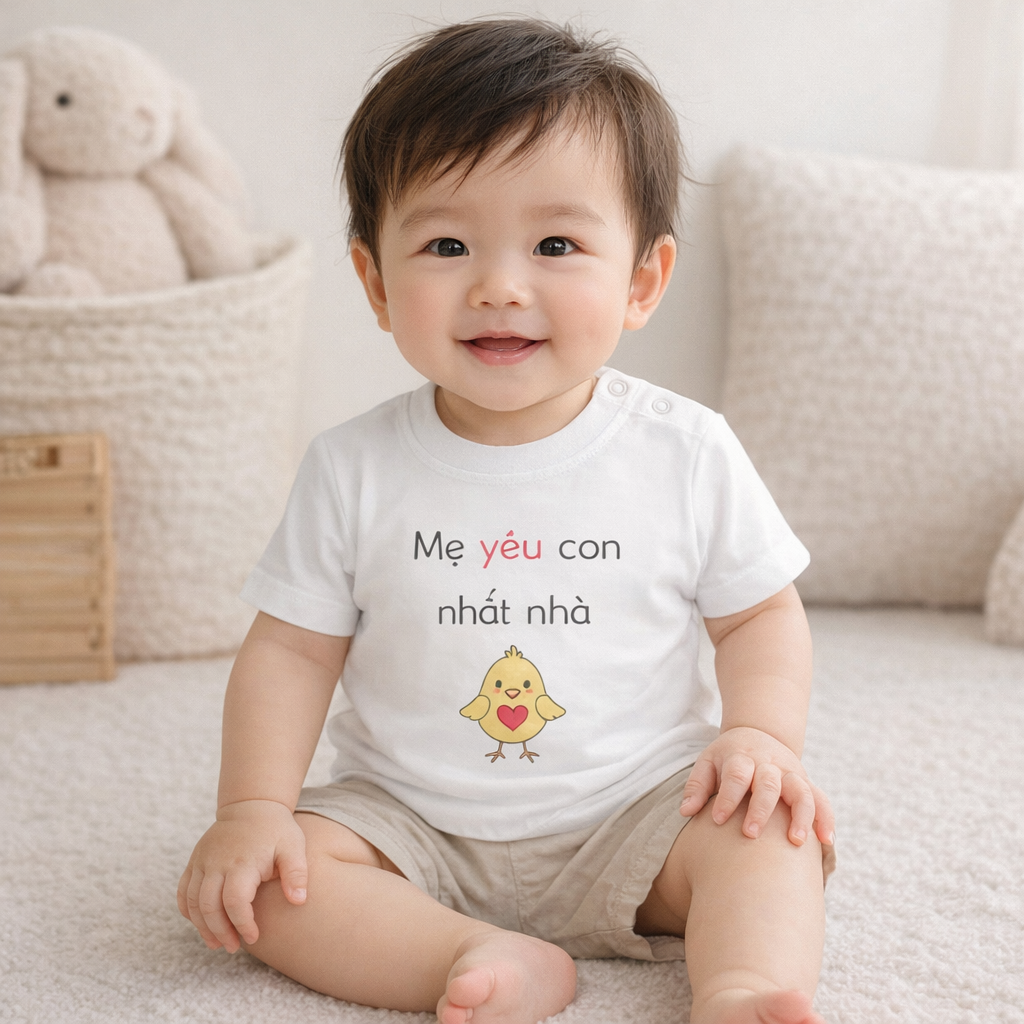 Baby T-Shirt — “Mẹ yêu con nhất nhà” Cute Chick Vietnamese Toddler Shirt