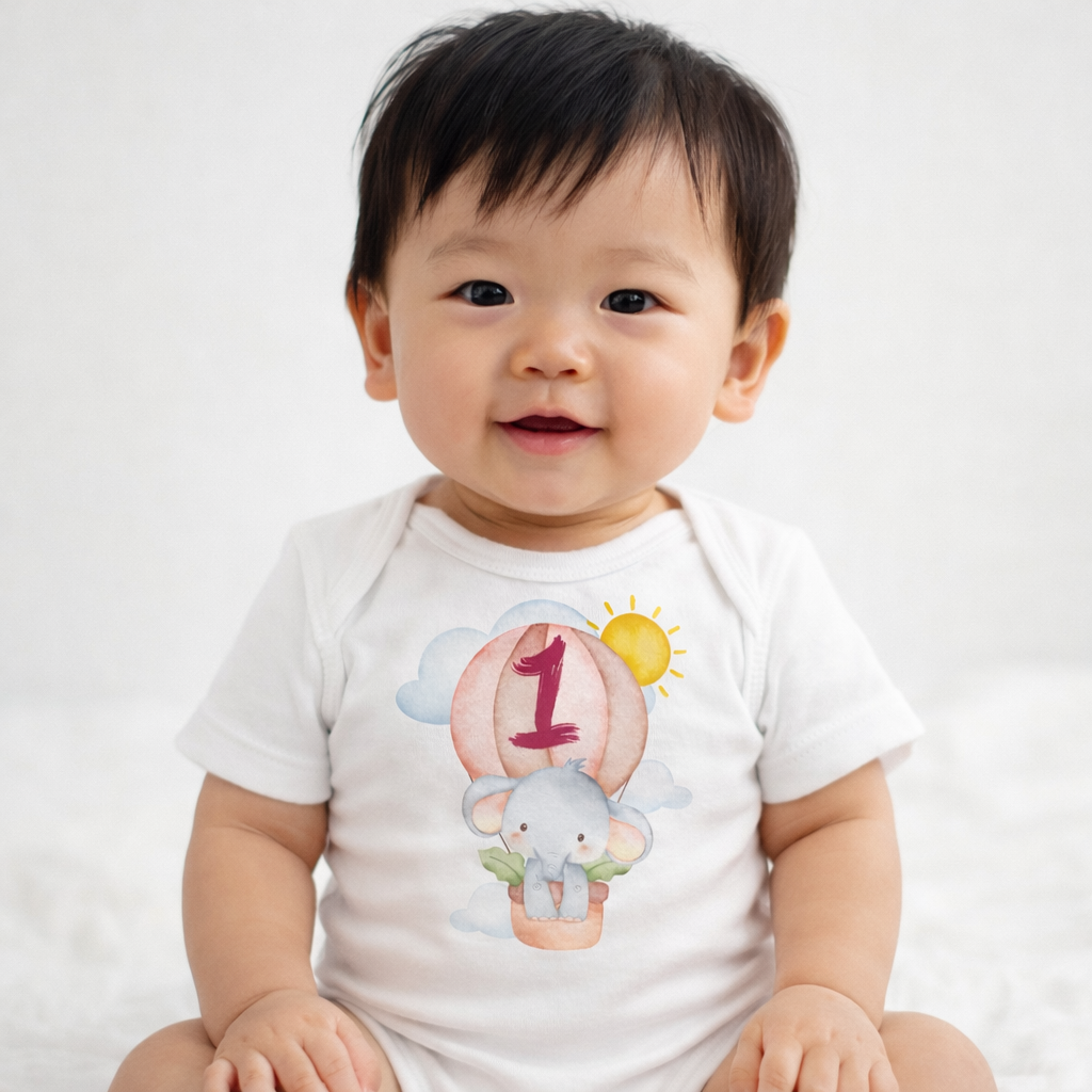 Bodysuit - Süße kleiner Elefant "1" Jahr